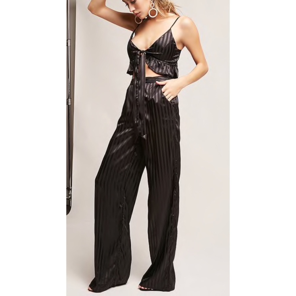 Striped satin and cami set